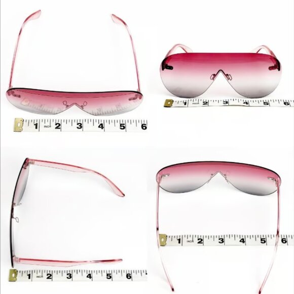 Oversized Rimless Pink Gradient Sunglasses - Picture 12 of 12